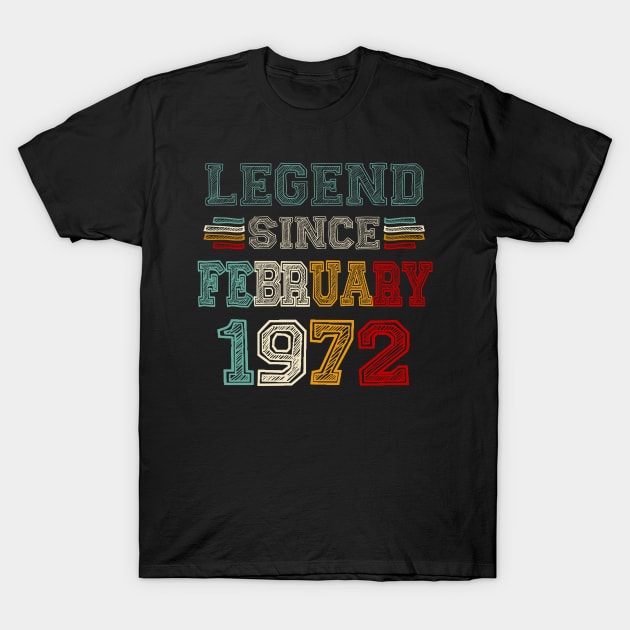 51 Years Old Legend Since February 1972 51st Birthday T-Shirt by Brodrick Arlette Store